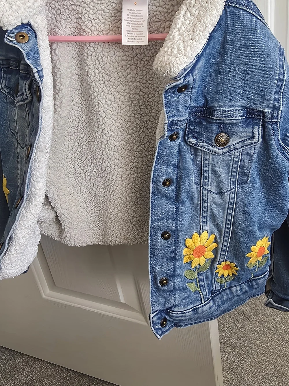 Gymboree Blue Denim Jacket with Yellow Sunflower Embroidery